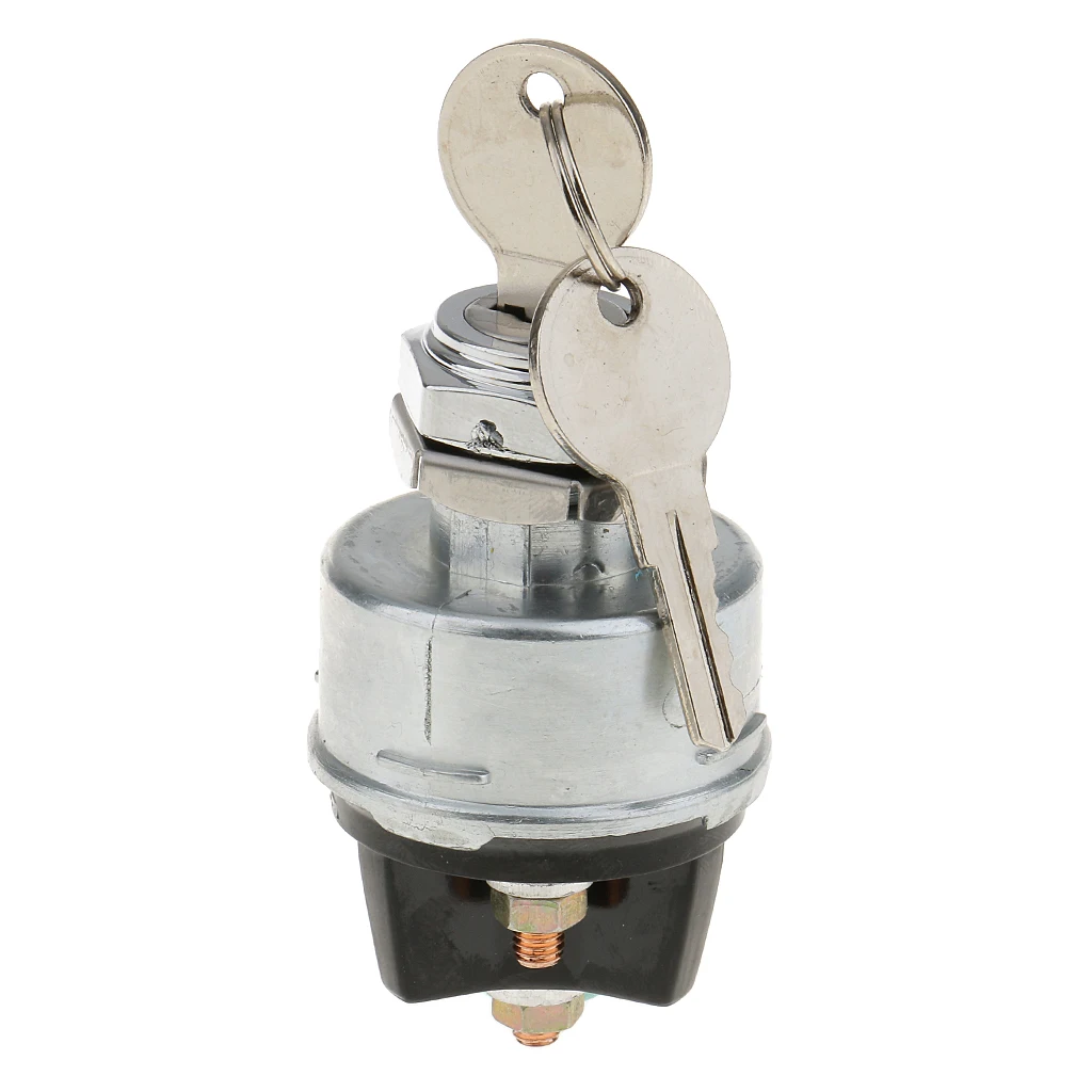 Universal Ignition Key Switch Lock Flush Mount 2-Key 3 Position OFF ON Start for Tractor Forklift Tuning Car Truck Bus Tools