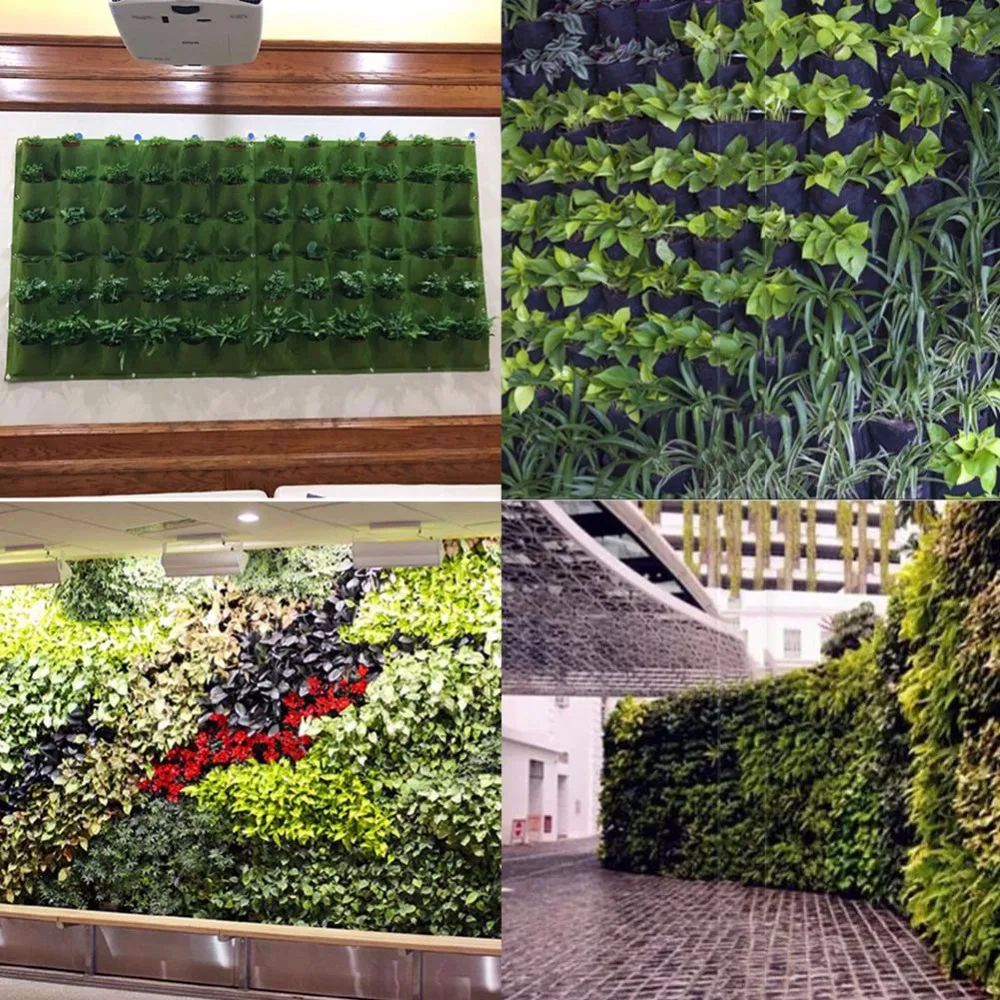 

Garden Planter Vertical Hanging Wall Pocket Planting Bags Seedling Growing Bags Jardin Wall Plant Pots Support for Flowers
