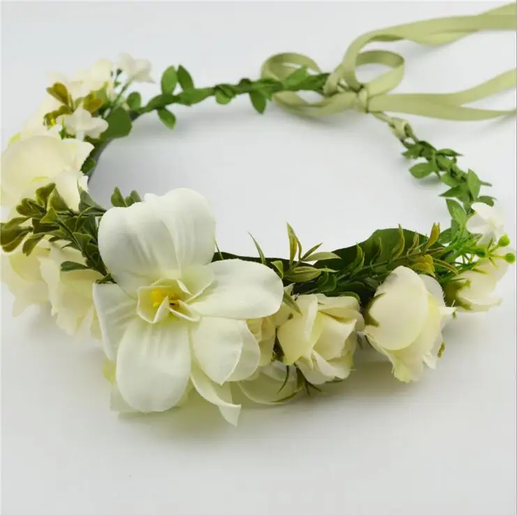Bridal Bohemian Flowers Wedding Headwear Floral Crown Headband Adjustable Hair Wreaths for beach wedding ZH004