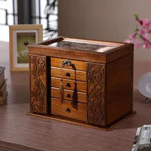 The new wooden jewelry box Storage Box retro wood clover cosmetic boxes with lock special offer Organization case 34*23*25cm