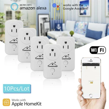 

Timethinker 10pcs Smart WiFi Socket AU US EU Plug for Apple Homekit ALexa Google Home APP Siri Voice Remote Control Timer Outlet