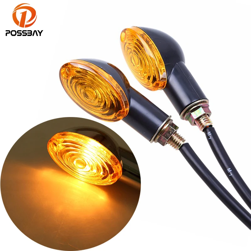 

POSSBAY Motorcycle Turn Signal Lights Motorcycle Blinker Indicator Light For Harley Suzuki Honda Hornet 600 Cafe Racer Lights