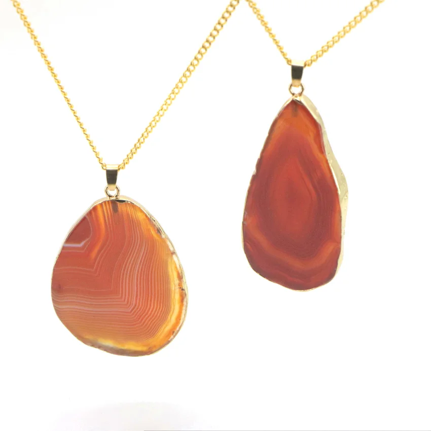 Natural Red Agate Pendant Necklace (19)