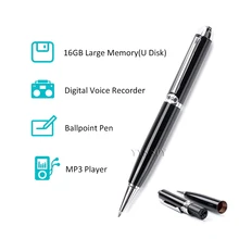 Портативный цифровой диктофон Профессиональный 16 Гб шариковая ручка аудио запись Диктофон с MP3-плеером для интервью встречи