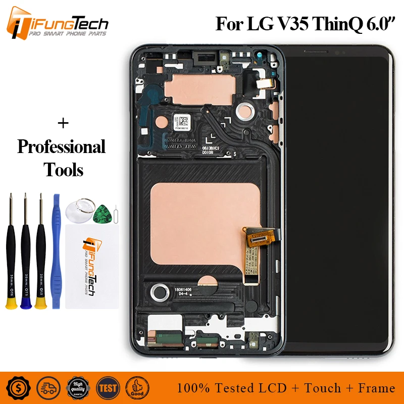 

100% Tested 6.0'' For LG V35 ThinQ LCD Display Touch Screen Digitizer Assembly With Frame For LG V30+ V30 Plus LCD Free Shipping