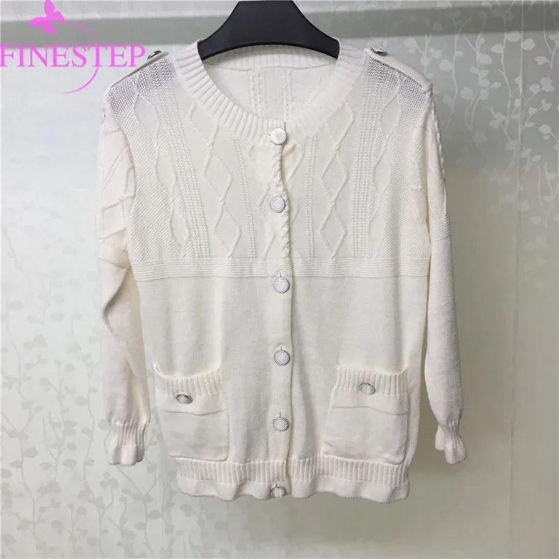 Women's White Cotton Cardigans Sweater Autumn Winter Casual Sweaters