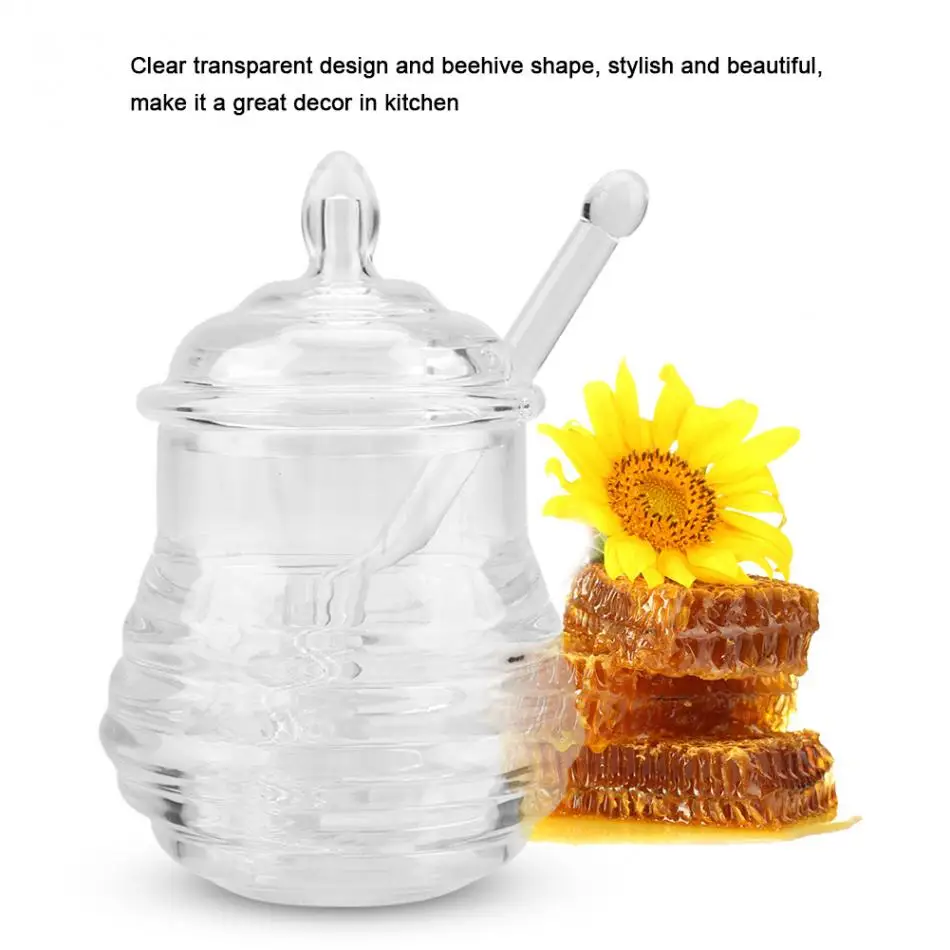 245 мл Прозрачный улей-образный мед банка с капельницей липкий портативный горшок для хранения и дозирования меда