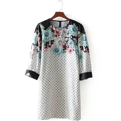2018 женское винтажное милое повседневное облегающее модное платье в горошек с цветочным принтом, уличная одежда для девушек, шикарные ретро