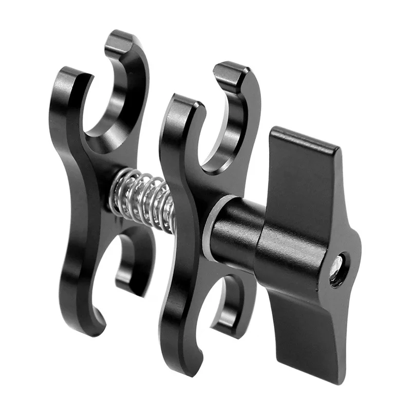 Aluminum CNC 2-Hole Diving butterfly clip Clamp Light Arm Ball Head  Mount Adapter For Gopro Xiaomi Yi Action Camera Tripod Accessories (1)