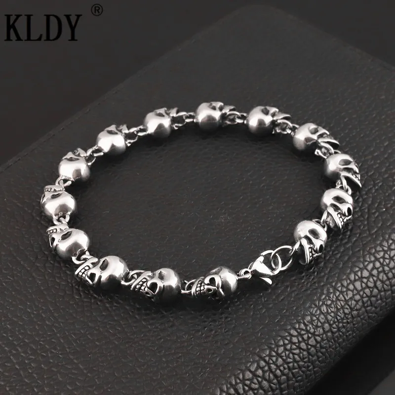 KLDY Skull Bracelet Punk Stainless steel Bracelets For Man High Quality Fashion Skeleton Jewelry Personalized statement hot gift