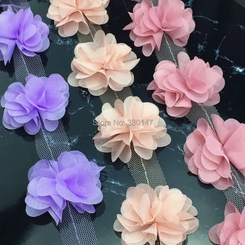 

1200 pieces Chiffon Flowers 8cm For Headbands Wedding Decoration Fabric Flowers Diy Girl Hair Accessories Dress Ornaments