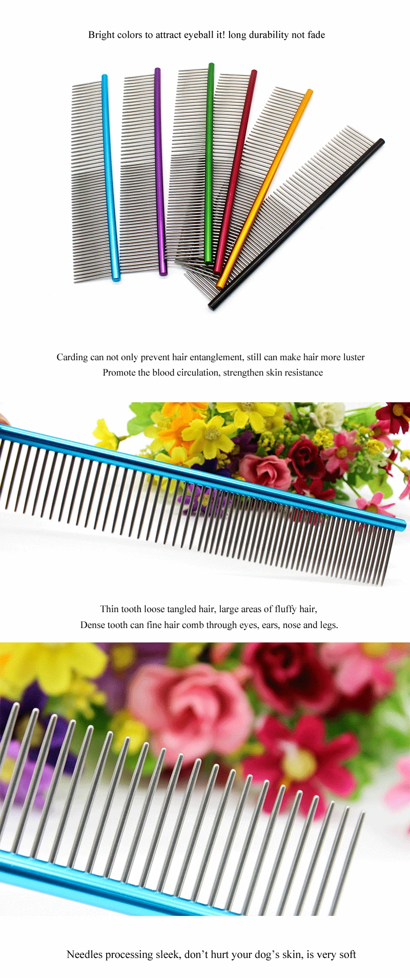 Stainless Steel Comb For Dogs Hair Removal Brush For Dog Cat Furminators Pet Grooming (22)