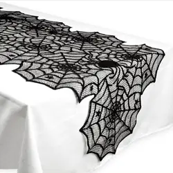 46x183 см Хэллоуин украшения кружева паук веб-стол бегун черная скатерть на тему Хэллоуина для хэллоуина украшения стола