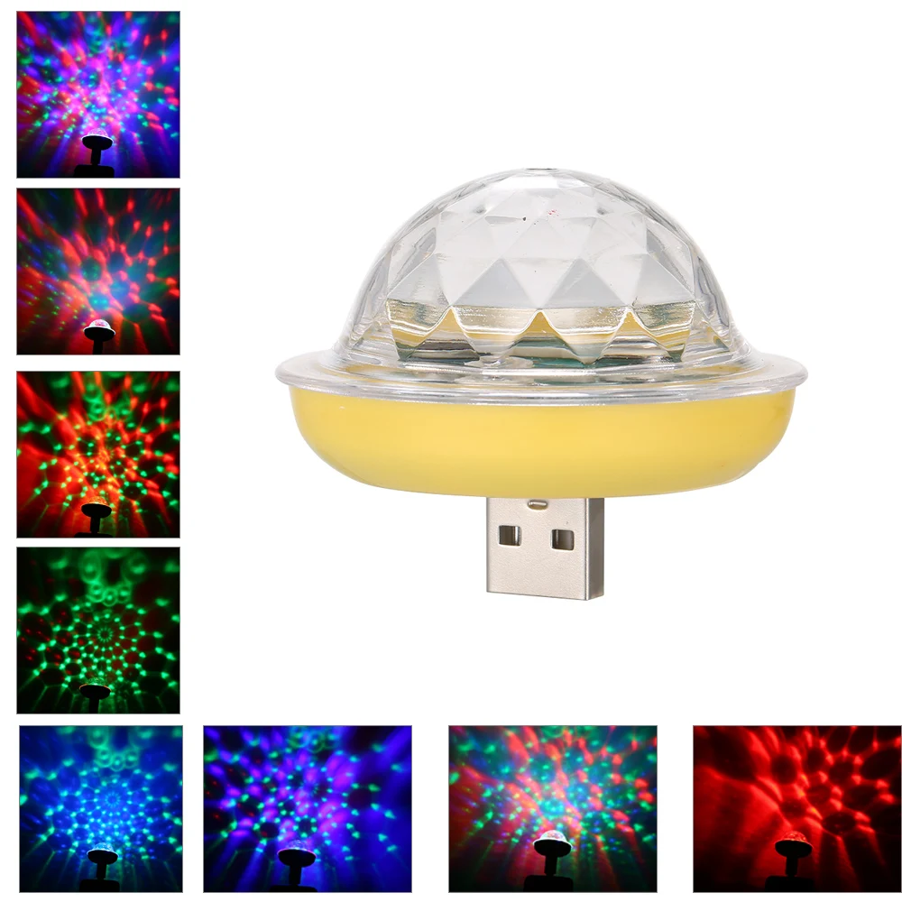 

Newest Mini USB led Sound Party Lights Portable Crystal Magic Ball Home Party KTV Decorations Colorful Stage LED Disco Light