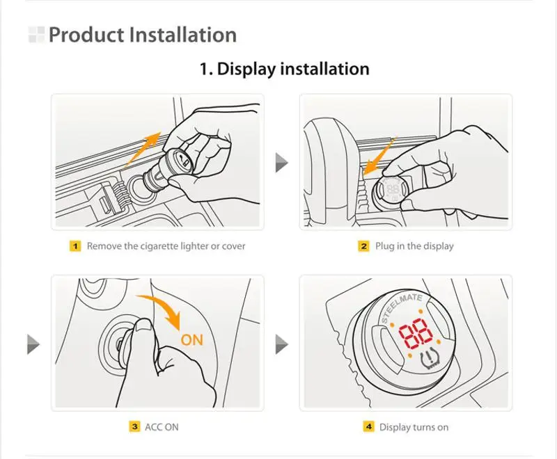STEELMATE Wireless TMPS Tire Pressure Monitoring Intelligent System DIY High Precision 