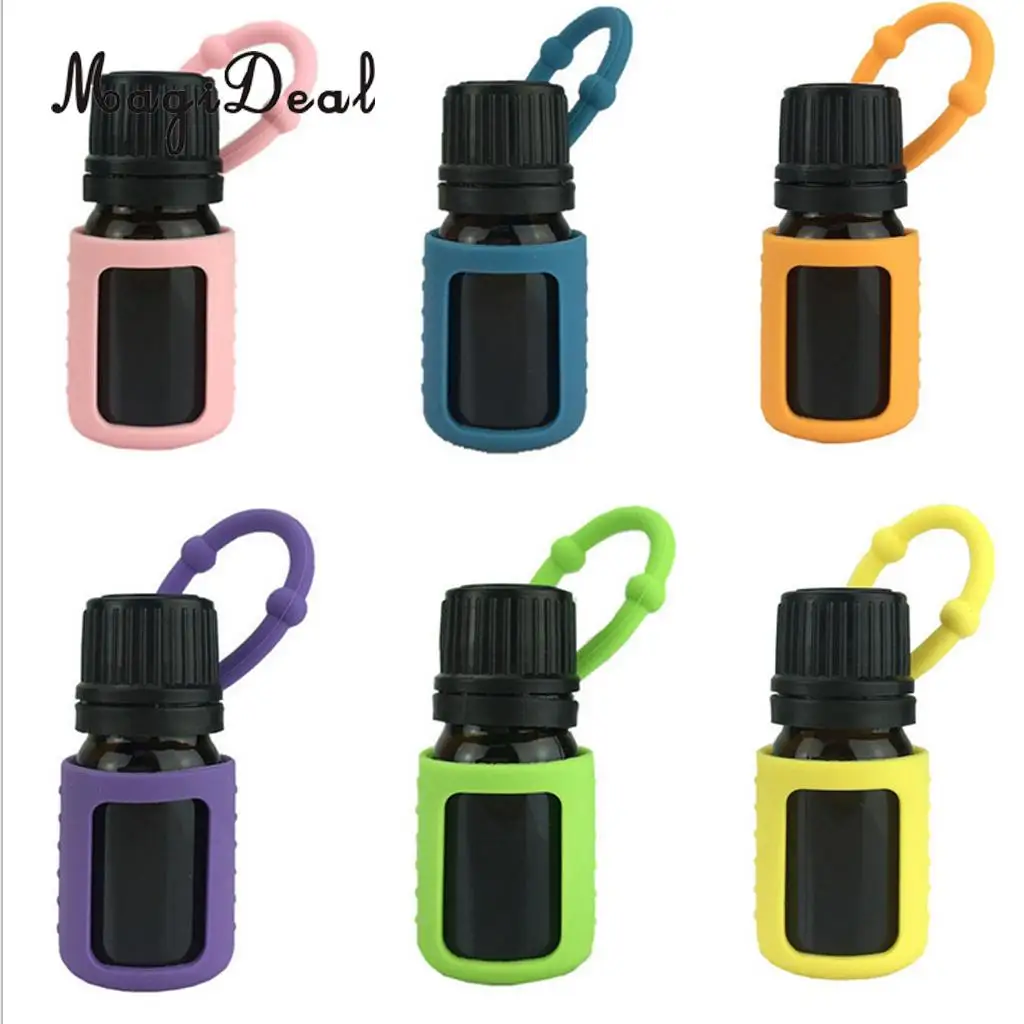 5ml Silicone Essential Oils Roller Bottle Holder Protective Sleeve Carrying Storage Case Cover for Travel Keychain Car Purse Bag