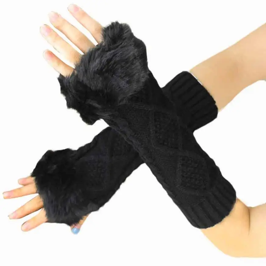 Buy Women Fashion Knitted Arm Sleeve Fingerless Winter