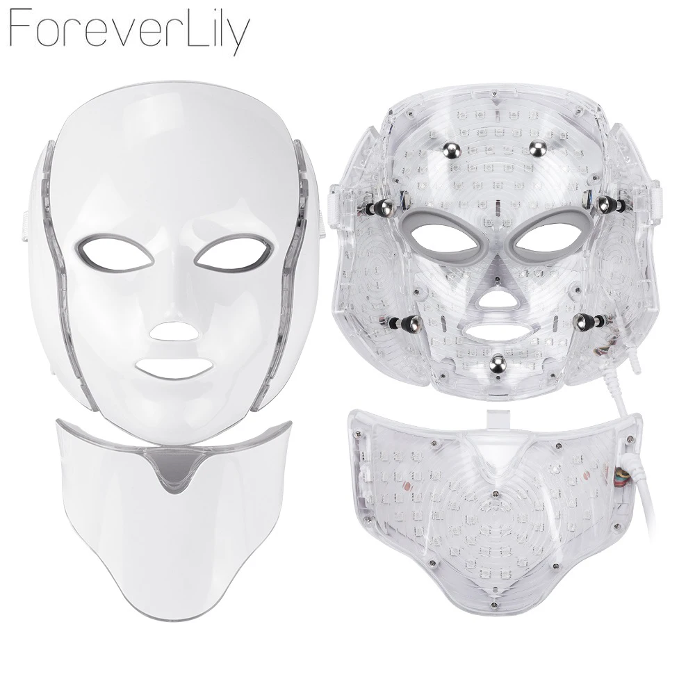 

7 Colors Light LED Facial Mask With Neck Skin Rejuvenation Face Care Treatment Beauty Anti Acne Therapy Whitening Instrument