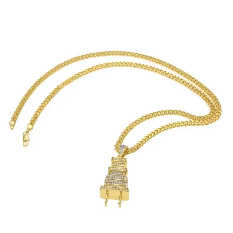 Мужское колье в стиле хип хоп с блестками|necklace chokers|crystal necklacegold silver |