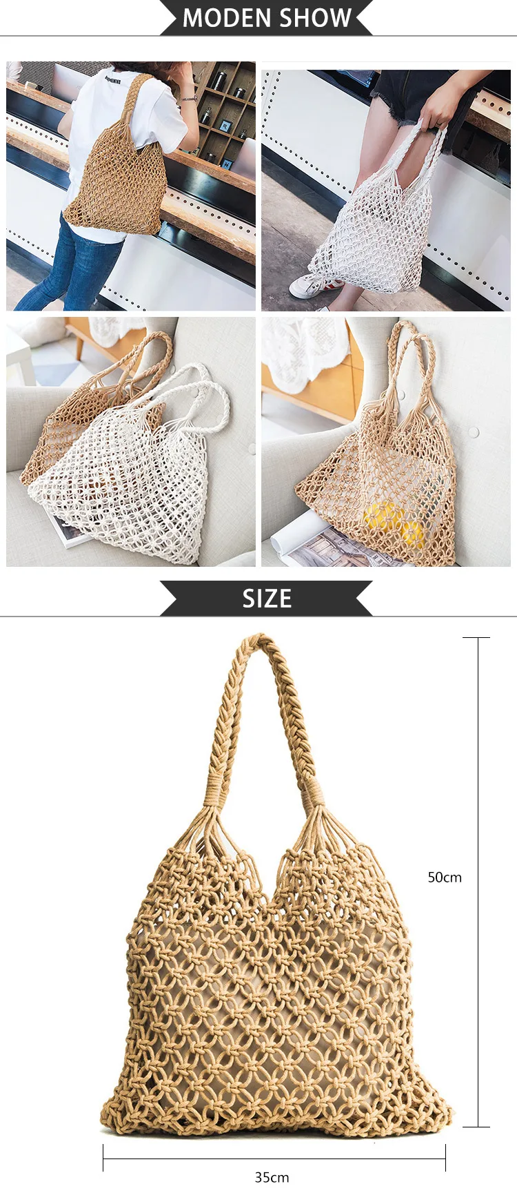 Decoration Crochet Handbags Women Straw Women'S Bag