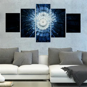 

The Broken Blue Glass Window Abstract Landscape Picture for Modern Home Decor Huge Canvas Print Wall Art Painting Artwork Custom