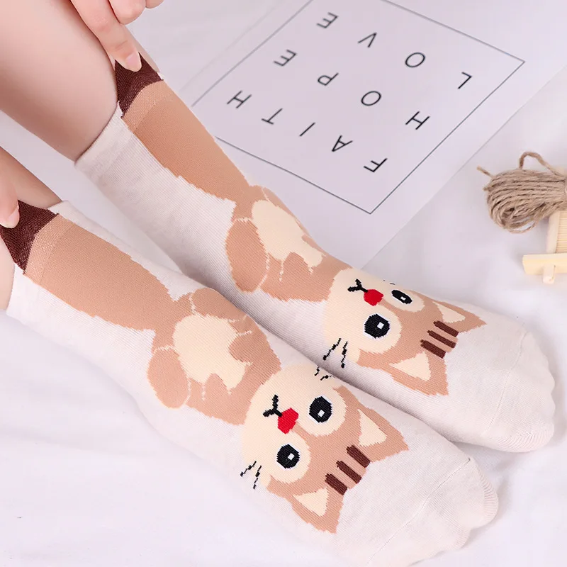 Женские забавные носки с милыми животными принтом Harajuku Kawaii Cat высокого качества