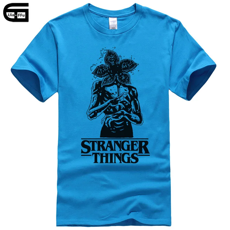 New Street Brand Stranger Things T Shirt Men Funny Strange Demogorgon T-shirt Summer Short Sleeve Print Tee Male Clothing T214 - Цвет: Royal blue