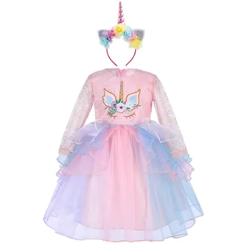 Children Unicorn Dress Headband Outfit