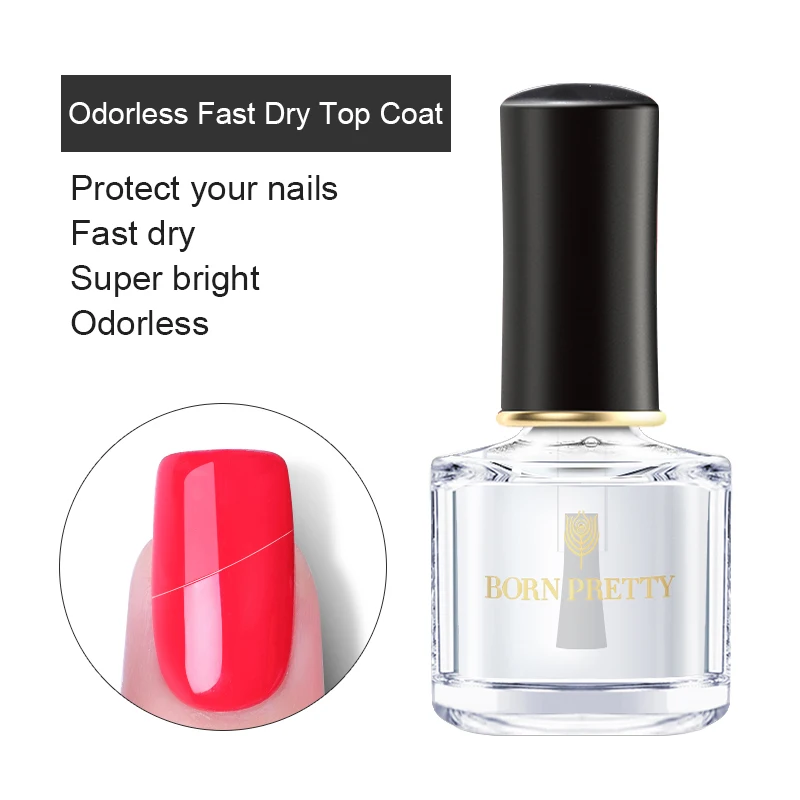 BORN PRETTY Fast Dry Top Coat 6ml Odourless Nail Polish Lacquer Super