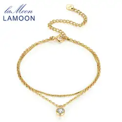 LAMOON браслет для Для женщин двухслойная цепочка Цирконий простой Стиль 925 пробы Серебряные ювелирные изделия изящное ювелирное изделие