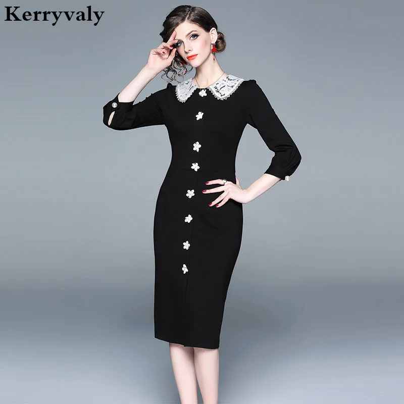 

Spring Hepburn Black Button Bodycon Dress Vestidos Mujer 2019 Elegant Women Party Dress Ropa Mujer Invierno Streetwear K8998