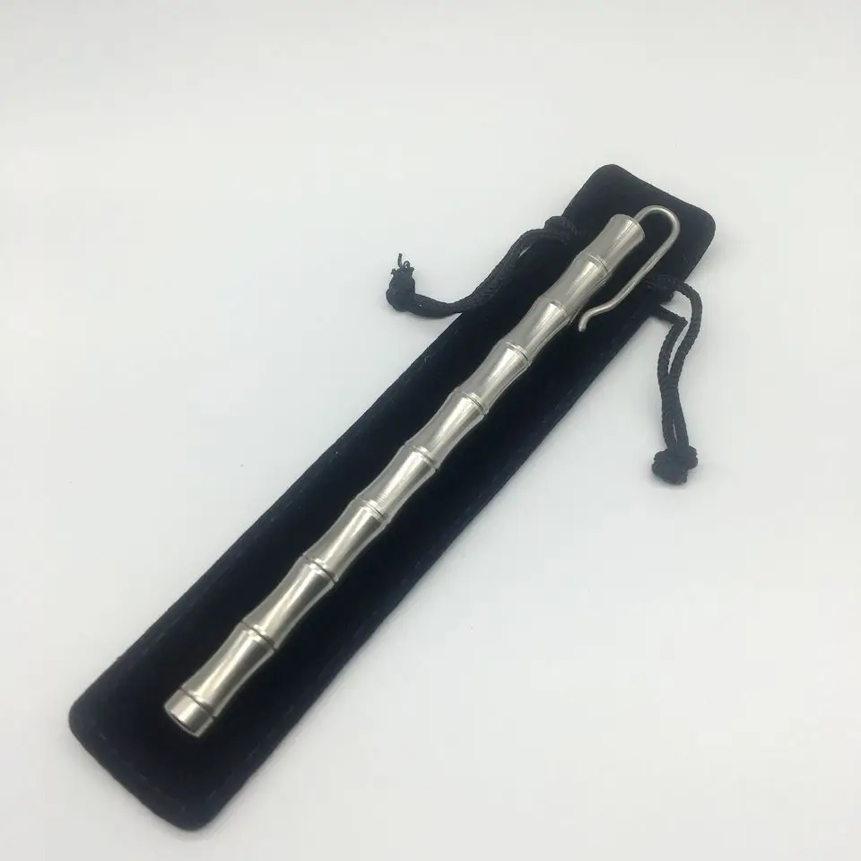 

Writing Tools EDC Solid Stainless Steel Bamboo Model Gel Pen Smooth Surface Ball Point Pen
