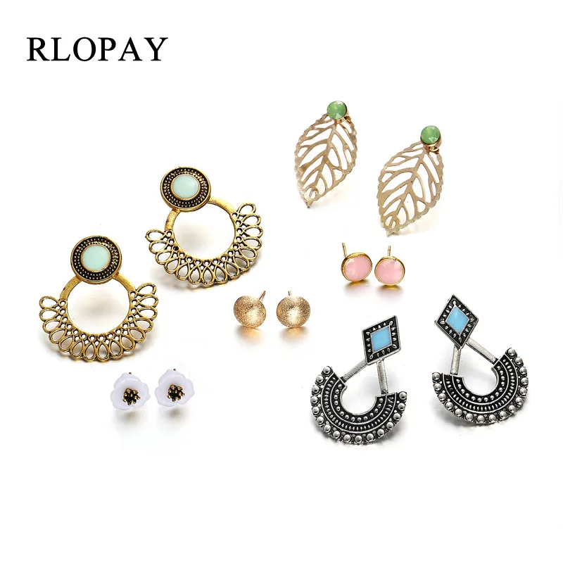 RLOPAY 6 шт./компл. модные цветочные левые женские серьги гвоздики ювелирные