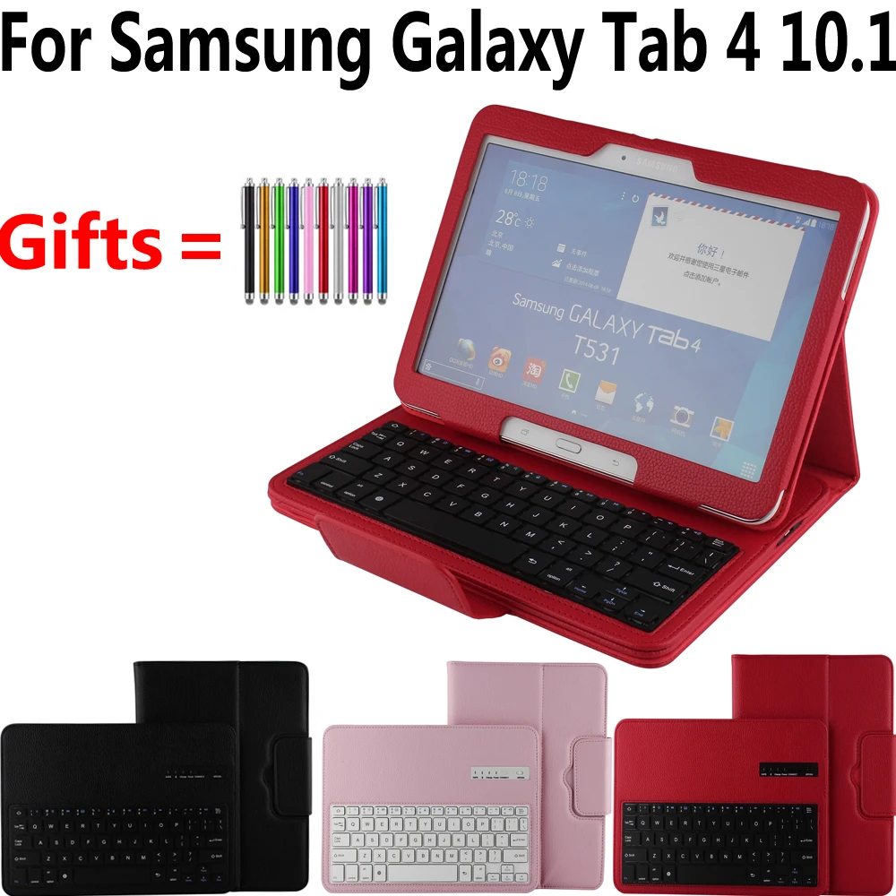 

Litchi Pattern Leather Removeable Wireless Bluetooth Keyboard Case Cover for Samsung Galaxy Tab 4 10.1 inch T530 T531 T533 T535