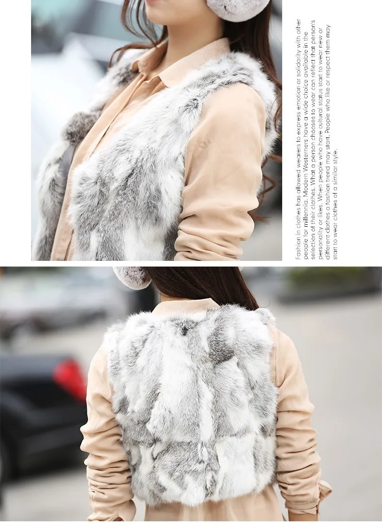 Из натурального кроличьего меха жилет Для женщин с натуральным кроличьим мехом пальто Короткие новые модные Меховая куртка Большие размеры f-668