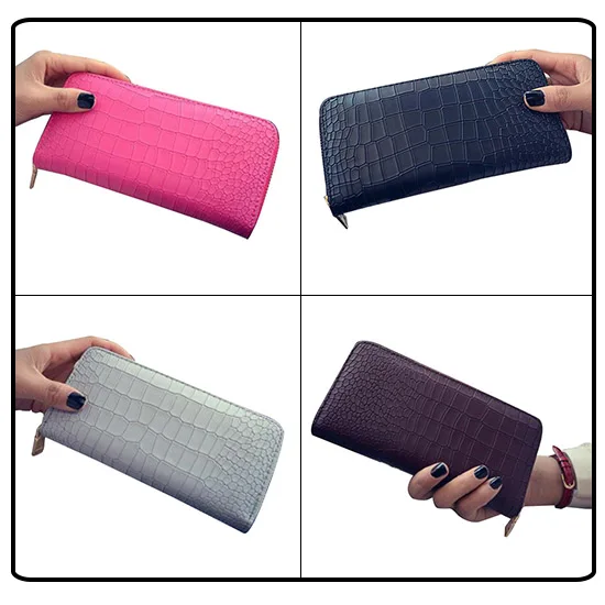 

2019 New Arrival Casual Slim Solid Zipper Alligator Wallet Fashion Female Mother Leather Women HOT Vintage Purses Long Wallets