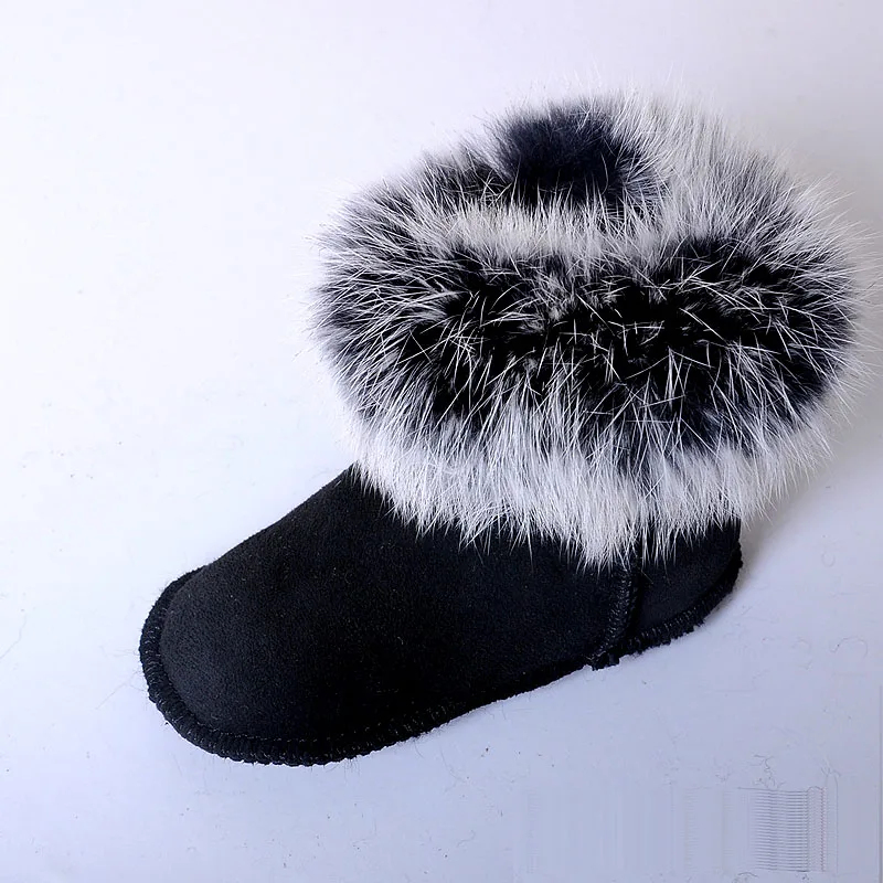 Новая качественная зимняя обувь детская обувь с кроличьим мехом теплая обувь для младенцев кожаные ботинки для маленького мальчика