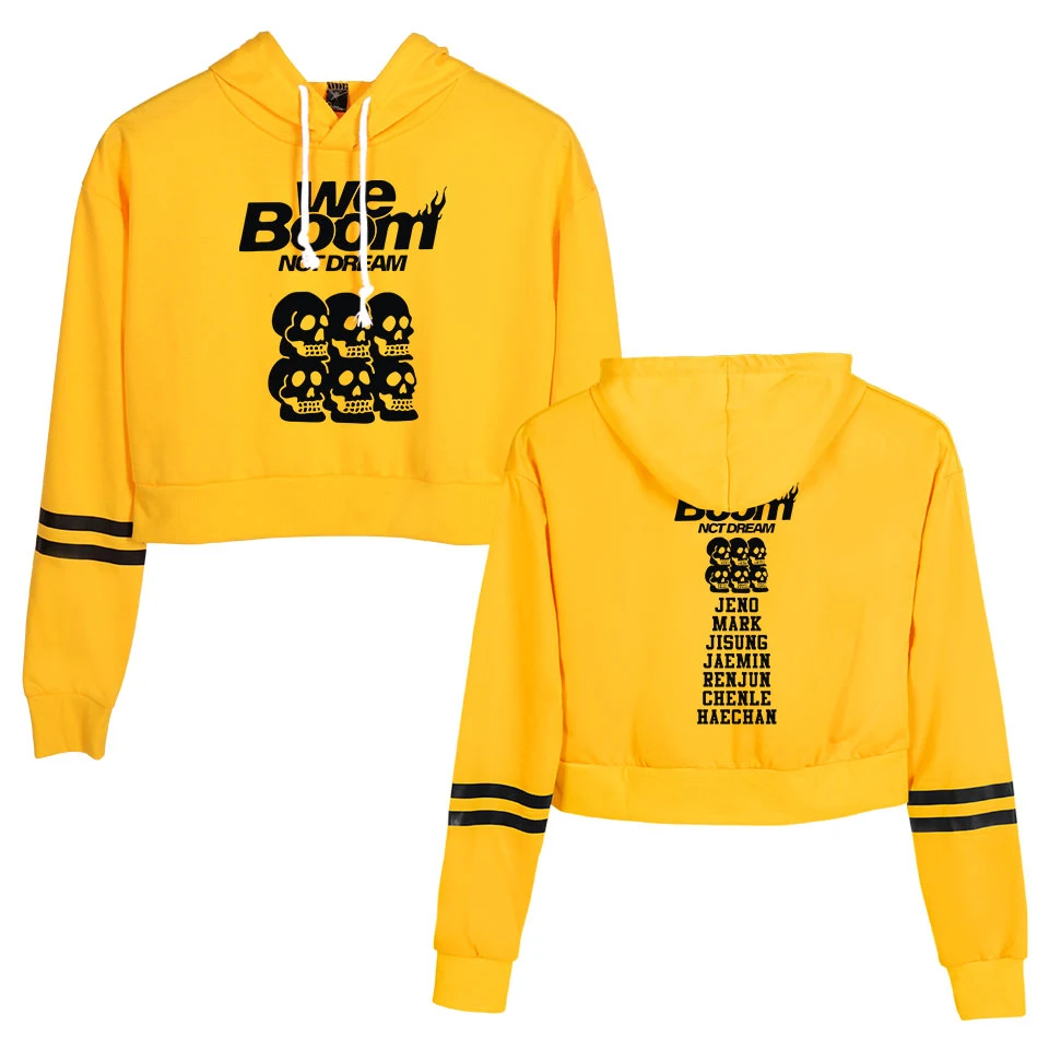 

2019 NCT Dream new album WE BOOM Print Crop Top clothes Women Casual Spring Clothes Hot Sale Short Hoodies Navel streetwear