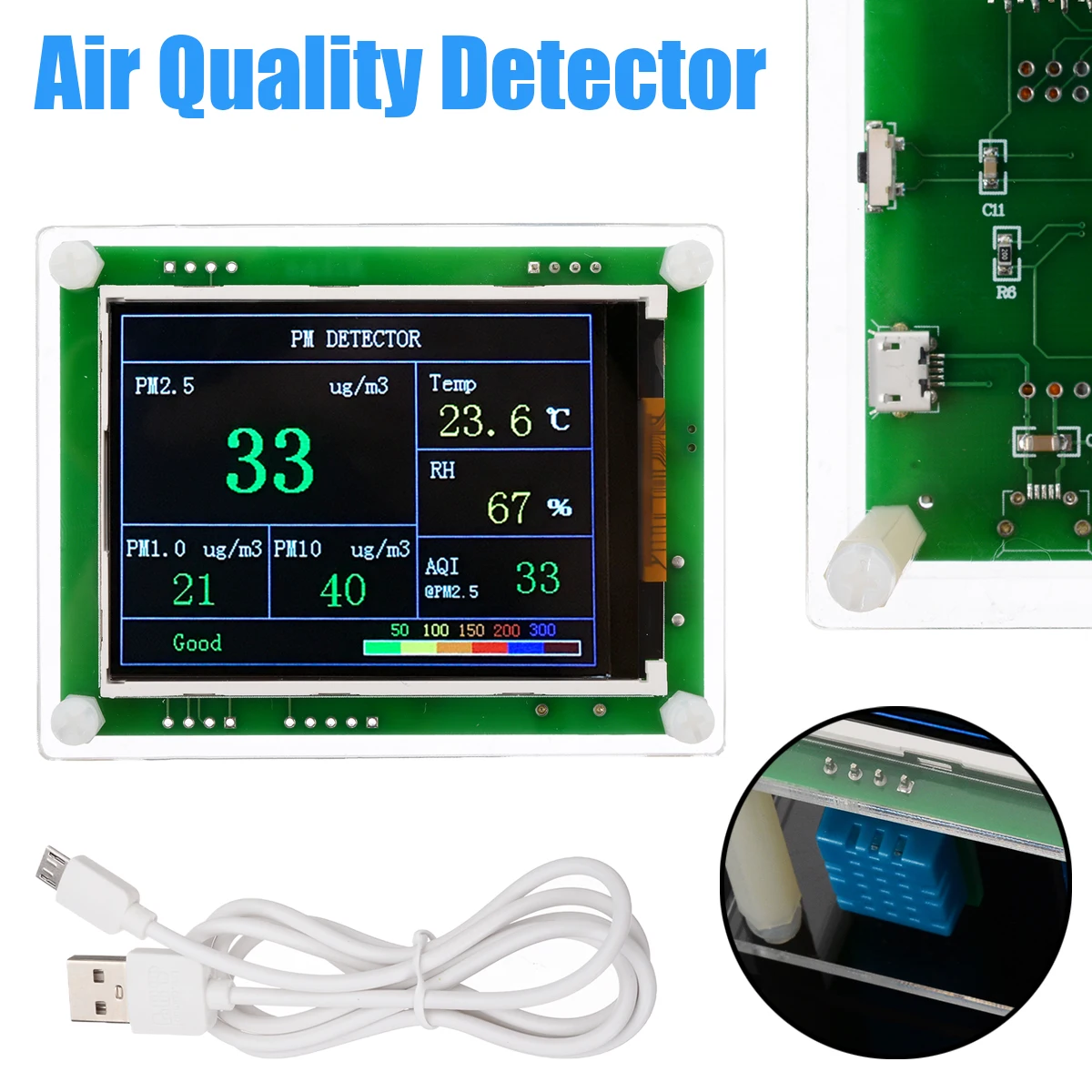 PM2.5 модуль детектора DC 5 В 2," ЖК-дисплей Воздушный качественный пылевой PM2.5 Датчик тестер детектор для мониторинга дома и офиса инструменты для автомобиля