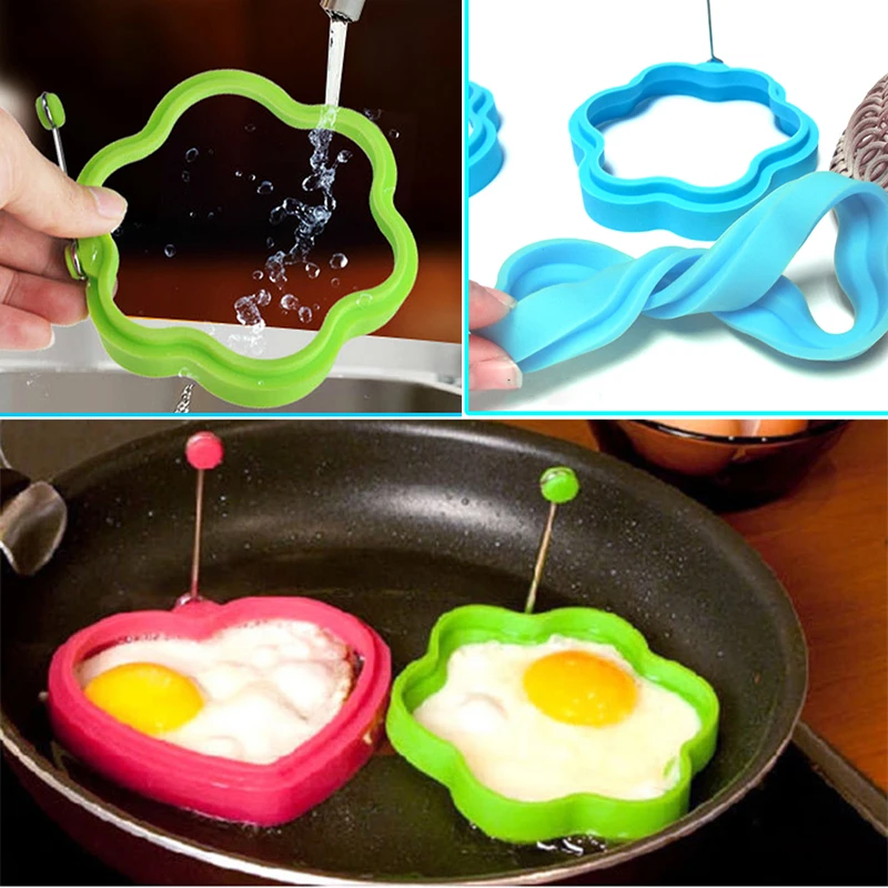 

TTLIFE Pancake Rings Creative Flower Shape Silicone Omelette Shaper Egg Frying Mold Egg Cooking Mould Breakfast Essential