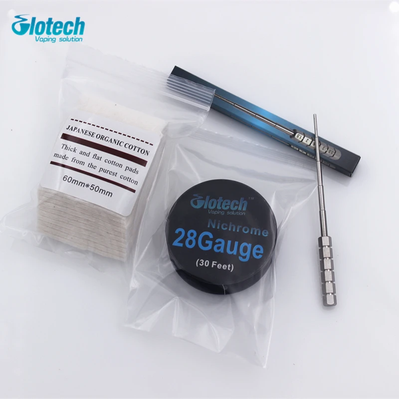 

Glotech Coil Jig+Nichrome Heating wire+10pcs Japanese Cotton Rebuildable DIY Tools Kit For Electronic cigarette RBA RDA Atomizer