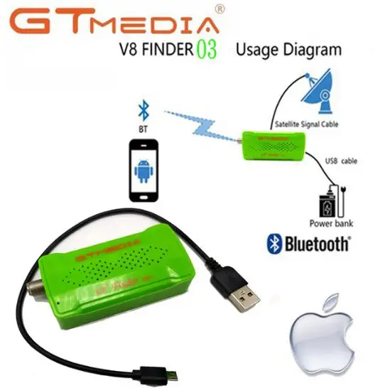 

GTmedia V8 Finder BT03 DVB-S2 bluetooth satellite finder supports android i os system Connection Receiver