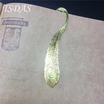 

Handmade Gold Plated Bookmark 40pcs/set Peacock Feather Cute Book Marker For Wedding Favor Gift Souvenirs