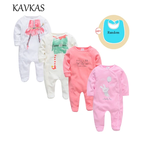 Kavkas/4 шт./партия одежда для малышей хлопковые детские комбинезоны на Рождество с длинными рукавами и круглым вырезом roupa de bebes, Одежда для новорожденных девочек и мальчиков - Цвет: 87883742