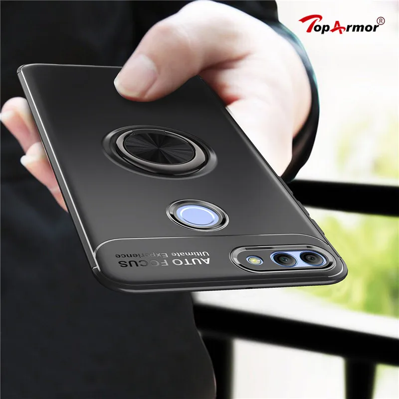 

For Huawei Enjoy 8 Plus Case Magnetic Car Holder Case For Huawei Honor 7C Cover 360 Rotating Finger Ring Case For Huawei Y9 2018