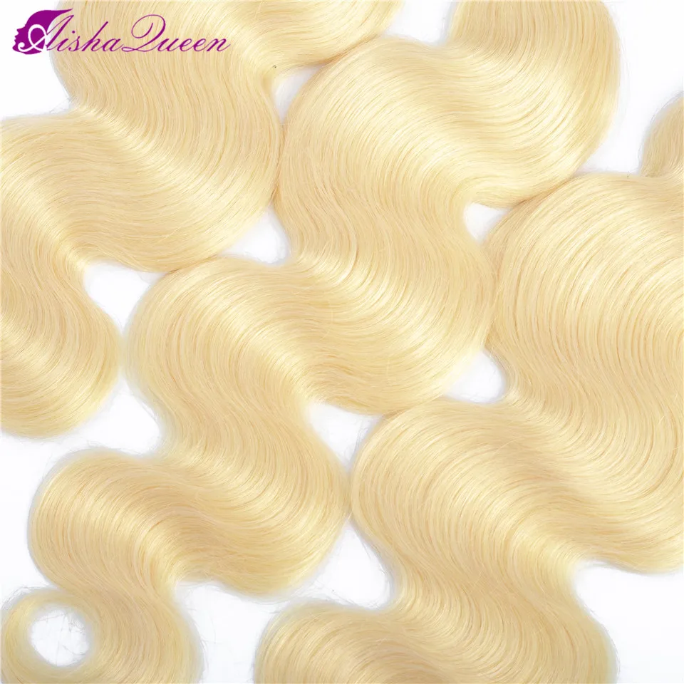 Aisha queen объемная волна Связки с закрытием 613 блондинка человеческих волос Связки с закрытием Малайзии Реми 613 волос
