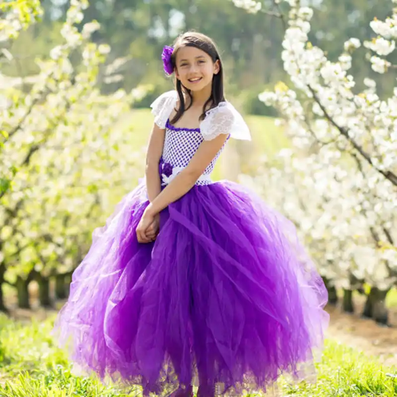 Flower Girls Princess Dress Kids Party Wedding Pageant Formal Lace Tutu Dresses