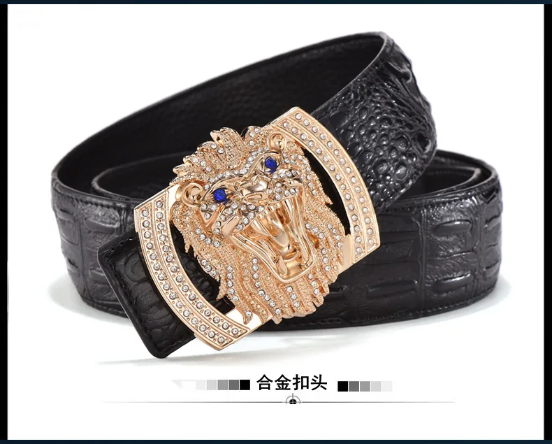 

Fashion casual men's belt high quality faucet buckle smooth buckle crocodile leather belt men's jeans accessories