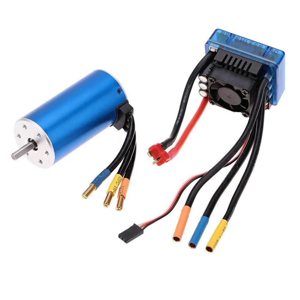 

3670 1900KV 4P Sensorless Brushless Motor with 120A Brushless ESC(Electric Speed Controller)for 1/8 1/10 RC Auto Car Truck
