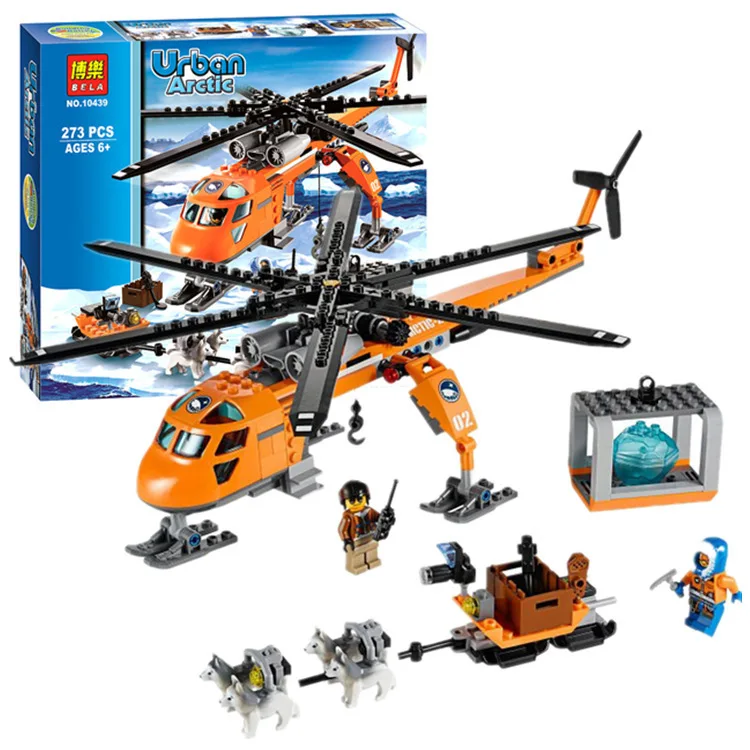 Горячая 2016 Новый Bela 10439 273 pcsarctic helicrane город набор Вертолет Хаски совместимы Building
